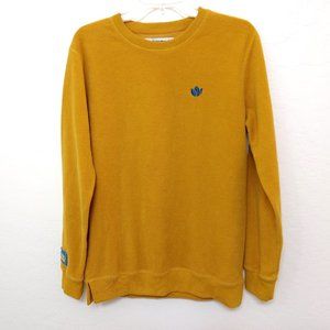 DUTCH BROTHERS Sweatshirt Men's S Gold Fleece Logo Ribbed Accent Long Sleeves‎